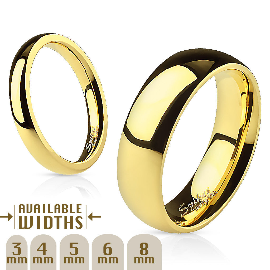 Classic 14k Gold Plated Comfort Fit Wedding Ring - Stainless Steel Band 3mm-8mm